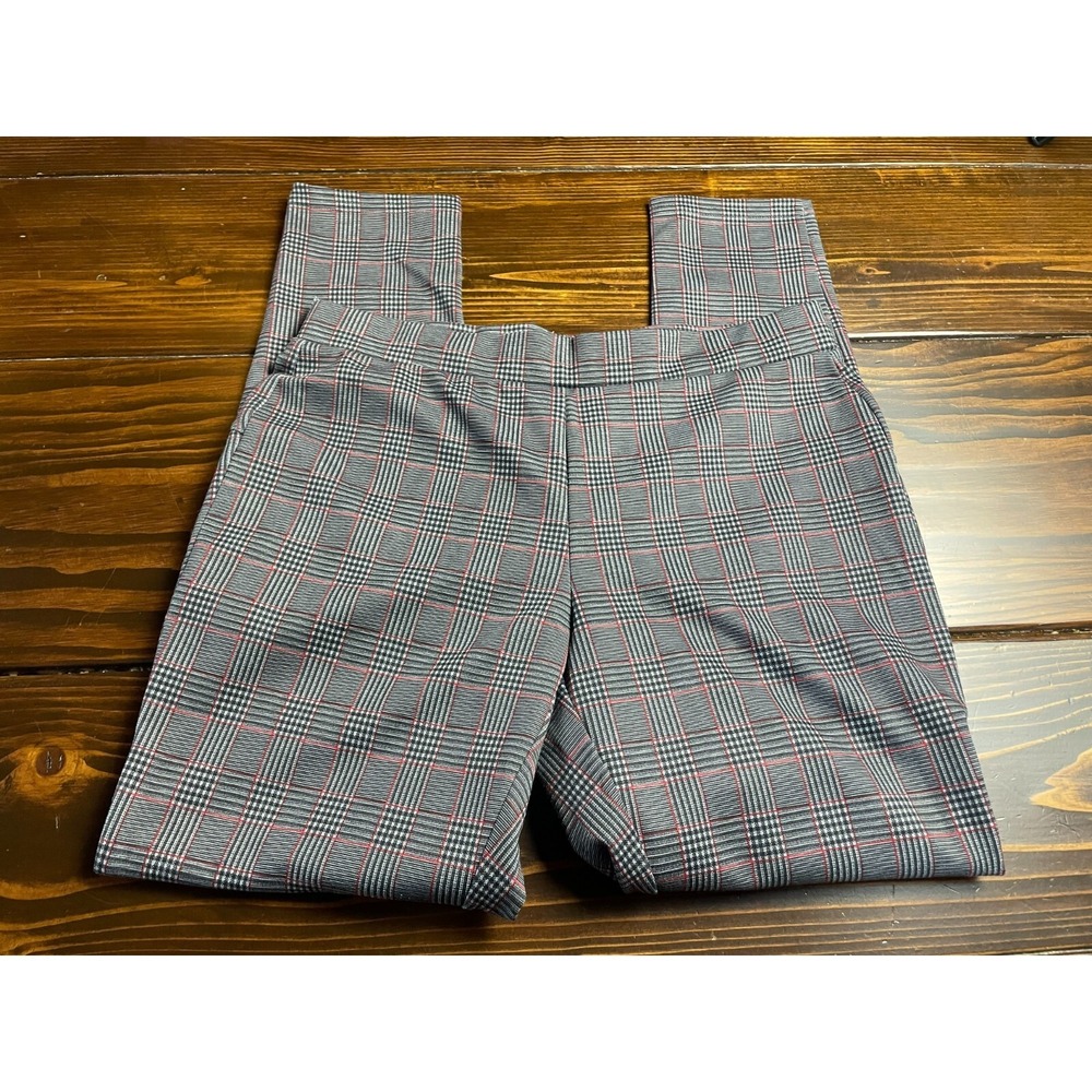 AF Studio Pants, Women's Size Medium, Black Gray Red, Plaid, Pull On